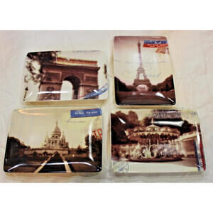 Restoration Hardware 4 Appetizer Plates Carte Postale Famous Parisian Photos